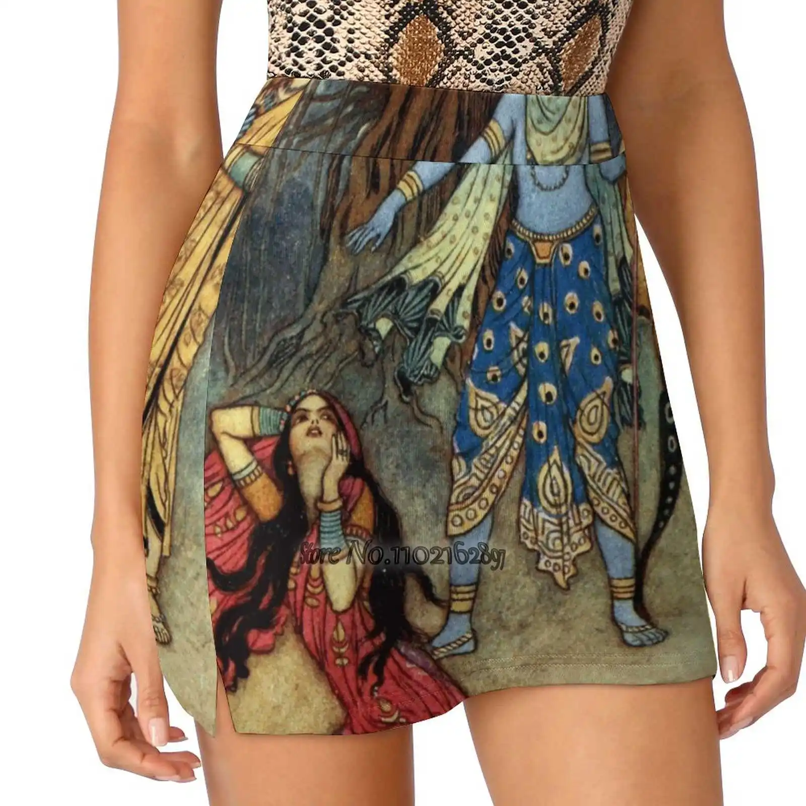 

Rama Spurns Suparnakha - Warwick Goble Trending Fashion Skirt Summer Printed Women Sport Skirts Double-Layer Athletic Indian