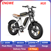 ENGWE M20 Electric Bicycle 250W Motor 48V26AH Dual Lithium Battery Mountain E-bike Motorcycle 20*4.0 Inch Fat Tire Electric Bike