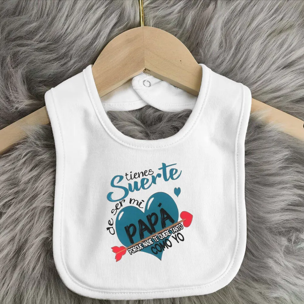 Funny Spanish Printed Baby Outfit Bibs Boys Girls Cotton Bib Newborn Heart Print Saliva Towel  Infant Outfits Bib Best Gifts