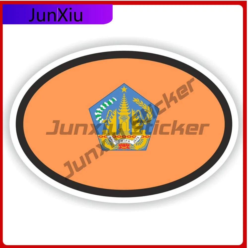 

Bali Indonesia Oval Flag Sticker Waterproof Decals Scratch Cover Decal Camper Van Bicycle Decals Vintage Car Decoration Accessor