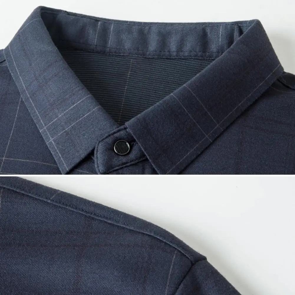 

2025 autumn new Men Shirt Lapel Long Sleeve Plaid Print Formal Business Shirt Buttons Placket Casual Shirt Daily Work Wear