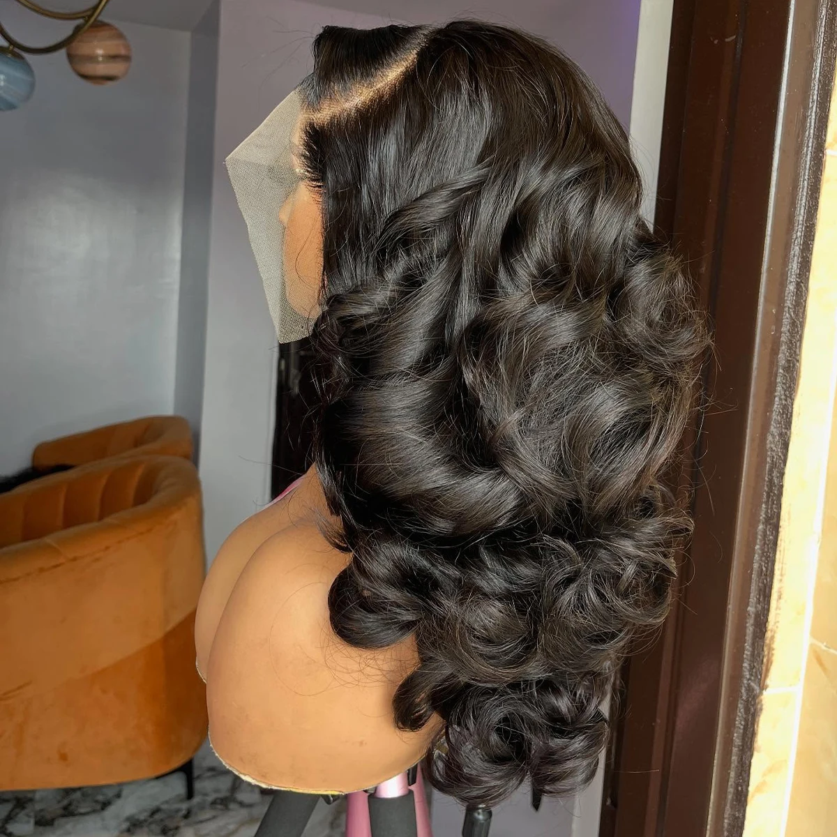 

400 Density Glueless Bouncy Curly Super Double Drawn 13x4 HD Transparent Lace Front Wig 30 36 Inch 100% Human Hair Brazilian Wig