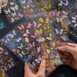 3pcs/pack Color Butterfly Stickers PET Materials Decor Junk Journal DIY Cut Collage Photo Album Scrapbook Sticker Stationery