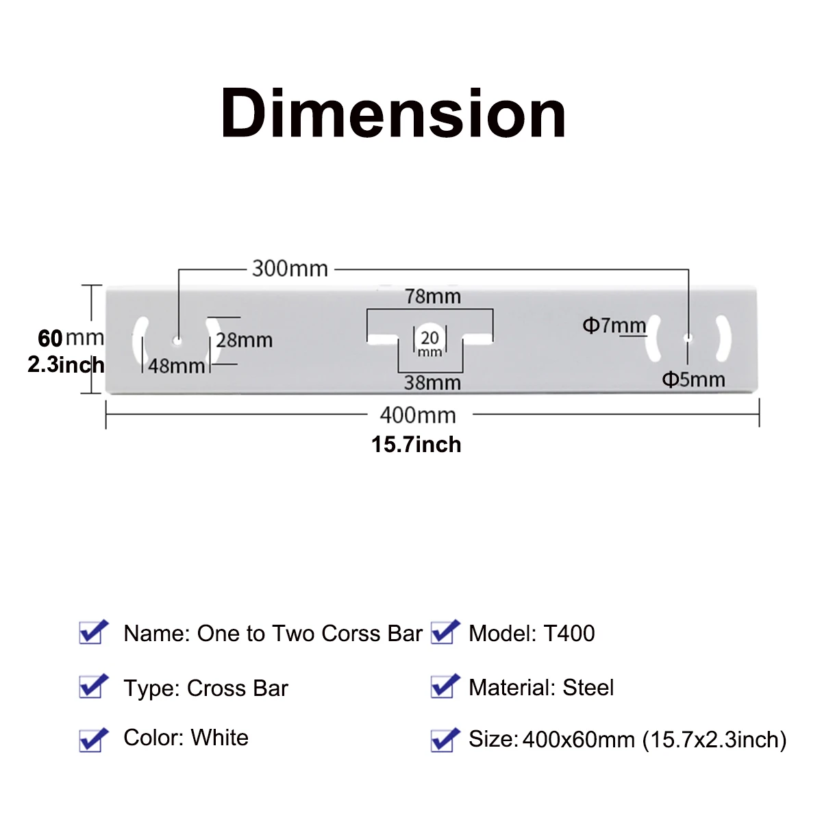 Metal Steel Monitor Support One To Two Crossbar Double Camera Bracket Extension Cross Bar Horizontal Arm Security Camera Holder