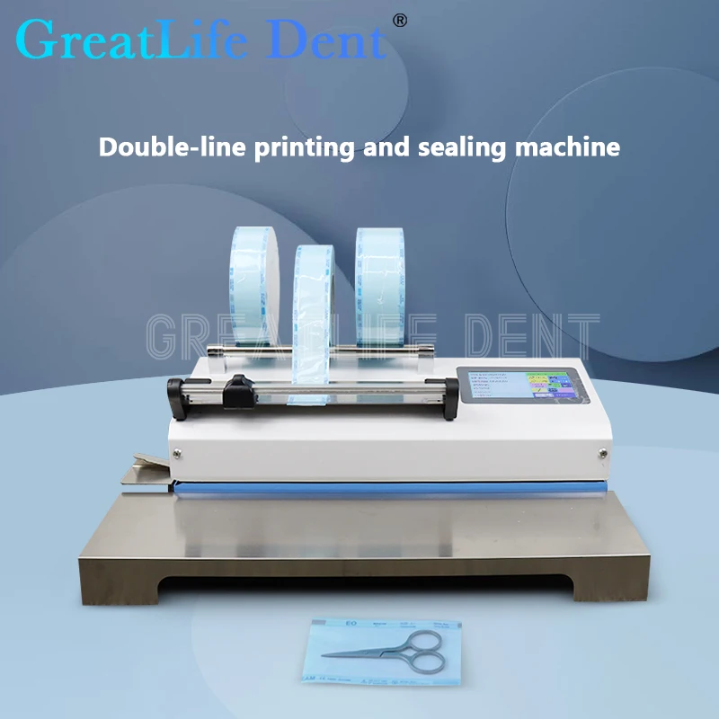 

GreatLife Dent 500W Automatic Sterilization Pouch Sealer Dental Sealing Lab Bag Machine With Time Printer Bracket Sealer Machine