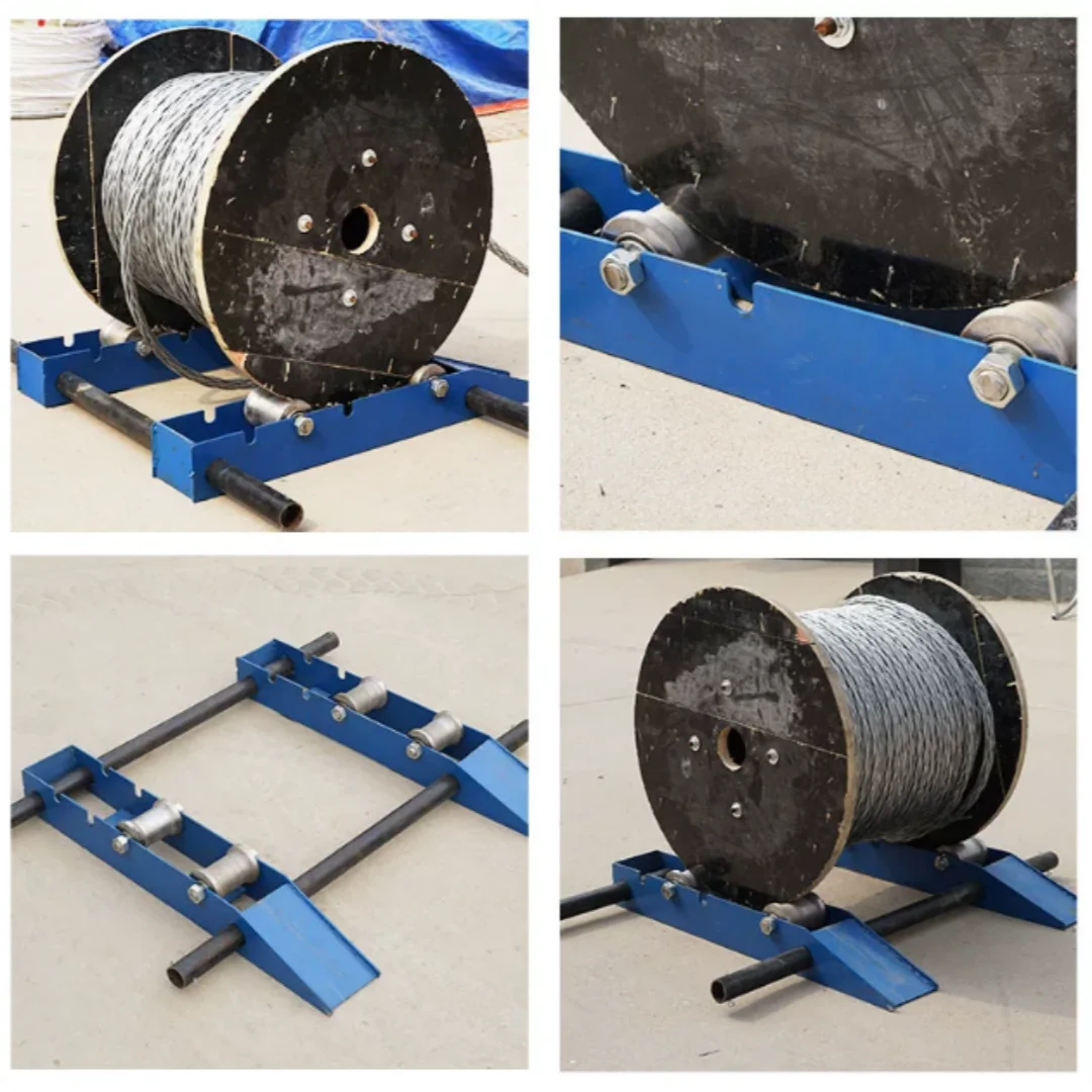 Reinforced Channel Steel Track Cable Payoff Frame, Horizontal Optical Fiber Cable Reel Dispenser, Pallet Truck Compatible Wire U