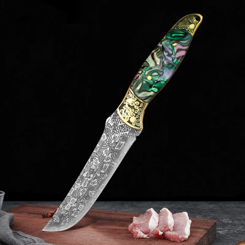 Damascus Steel Kitchen Knife Meat Cleaver Boning Knife Full Tang Handmade Forged Knife Multi-purpose Cooking Chef Knife