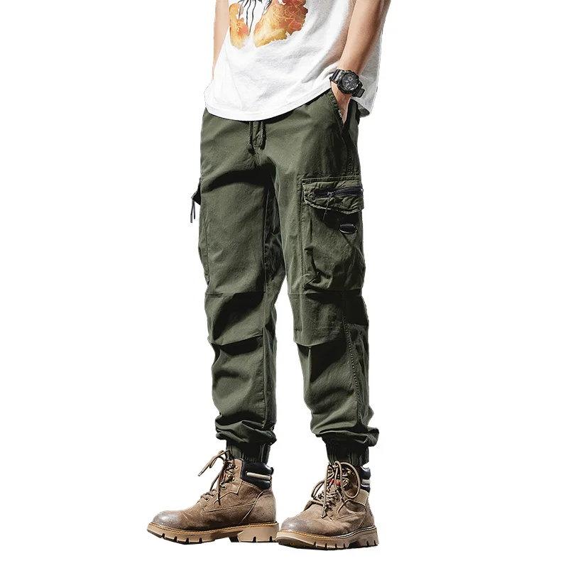 

Spring Autumn New Trendy Work Pants Wide Pants Vintage Cargo Pants Men Loose Straight-Leg Casual Trousers Large Pocket