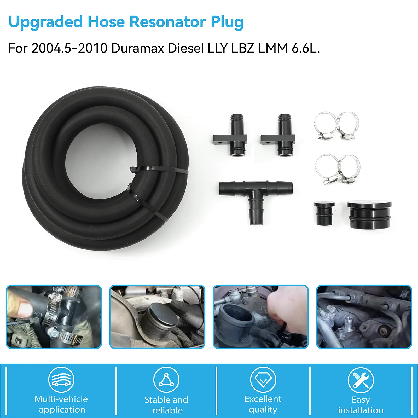 

Hot Sale For 2004-2010 GM 6.6L Duramax Diesel LLY LBZ LMM PCV Reroute Kit W/ Resonator Plug Piping Kit Car Accessories