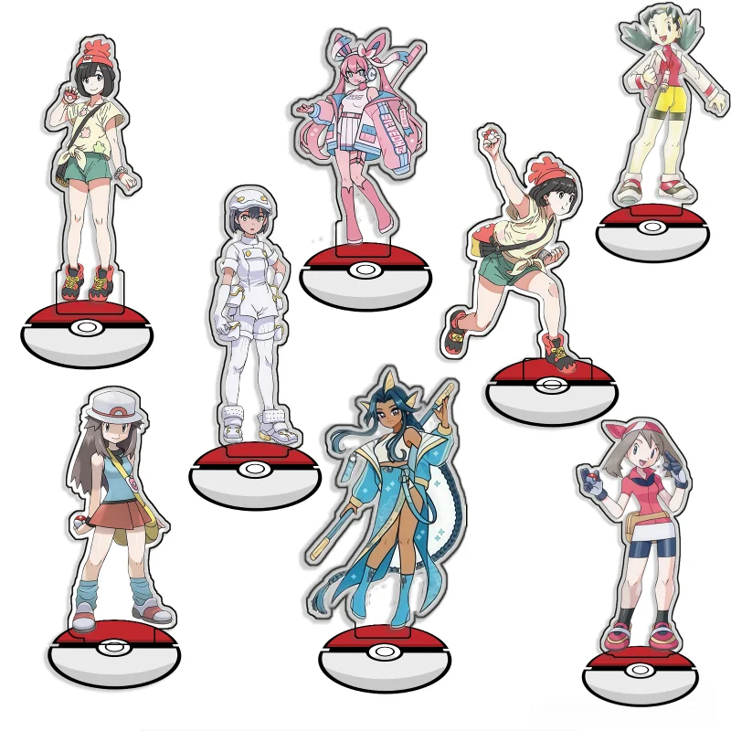 Soportes de Acrílico Reciclado para Pokémon Qikachu, Selene, Gary, Oak Leaf, May, Decoración de Escritorio, Creatividad Decorativa, Regalo Bonito