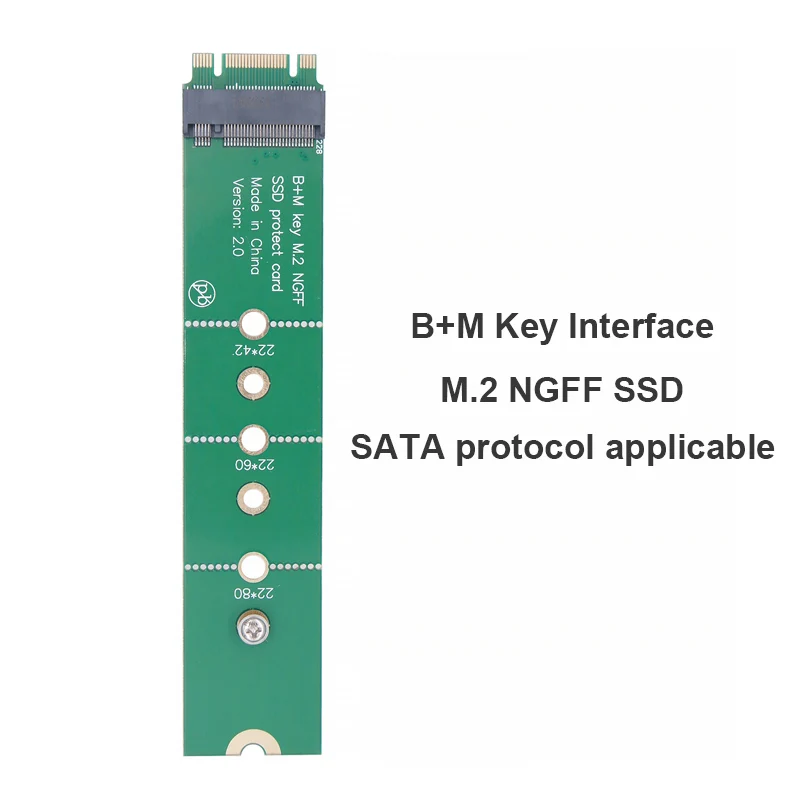 OULLX-M.2 NGFF NVME AHCI Male To Female SSD 하드 디스크 인터페이스 테스트 보호 카드, B + M 키 슬롯 확장 보드