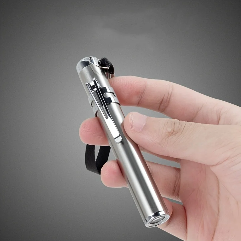 1pc Stainless steel Mini LED Flashlight Keychain light Travel emergency lighting (battery not included) view 3