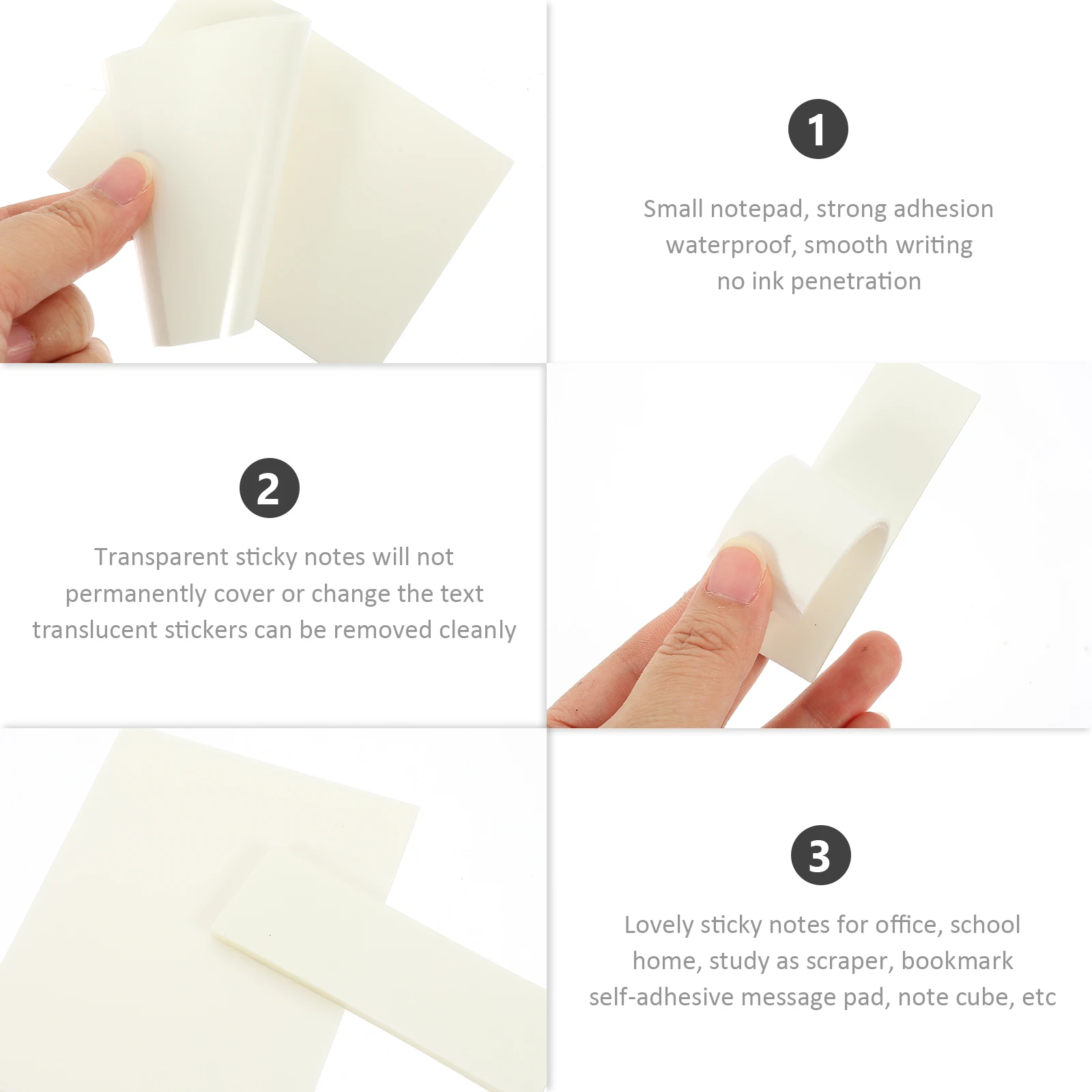 Transparent Clear Office Supplies Removable Labels Note Pads Paper PET Material Use Memo Sticker