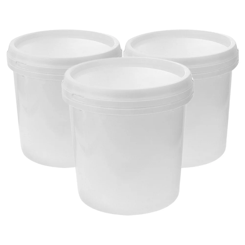 

3Pcs Plastic Bucket 1L Heavy Duty with Lid for Food Storage Cleaning Mopping Window Washing Car Detailing Home Organization