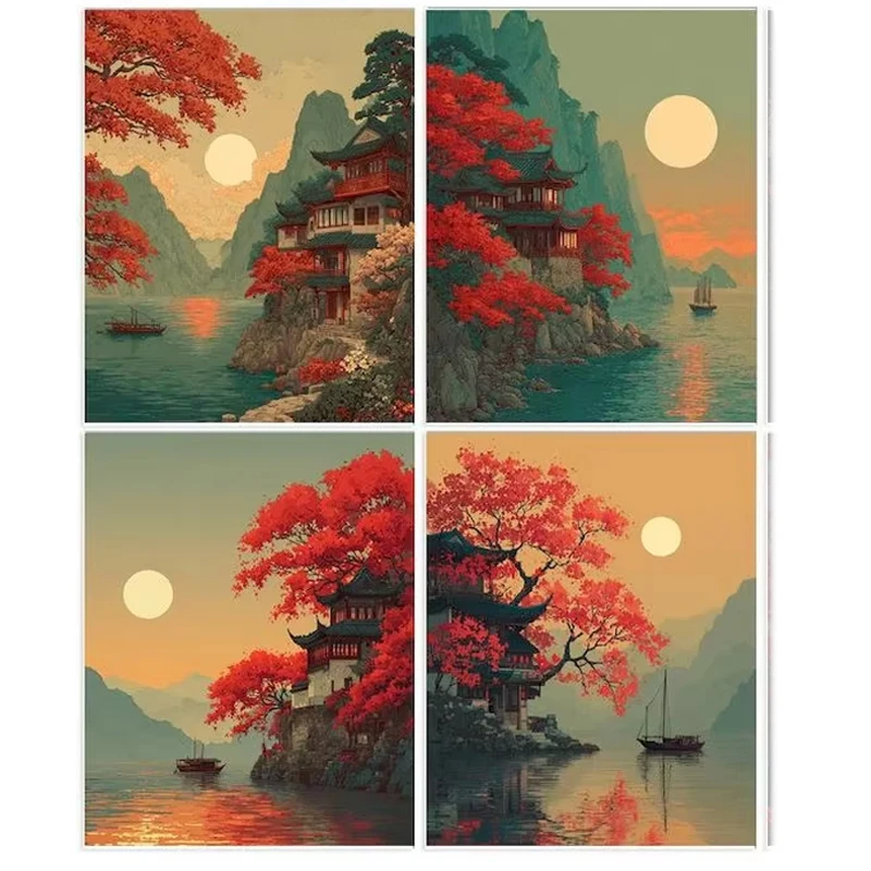 

GATYZTORY 40x50cm Paint By Numbers For Adults Moon Landscape HandPainted Oil Painting River Canvas Drawing Wall Decor Artwork