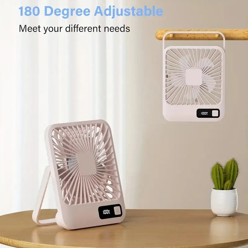 Desk Fan Folding Electric fan With Power Display Hanging Fans Portable USB Rechargeable Small Table Fan For Home Ship Travel