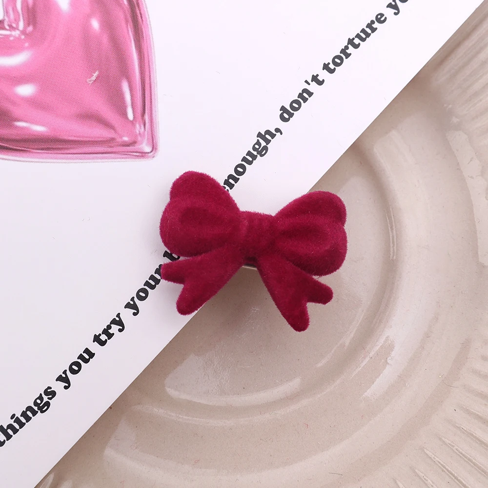 Cute Small Velvet Bow Hair Clips for Women Korean Ins Red Hairpins Girls Elegant Hair Clip Pin Barrette Wedding Hair Accessories