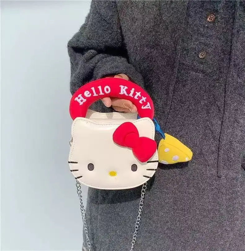 Bolsa de Ombro Sanrio Hello Kitty Japonesa Nova Moda com Corrente, Bolsa Transversal de Armazenamento para Meninas - Presente Ideal ﻿