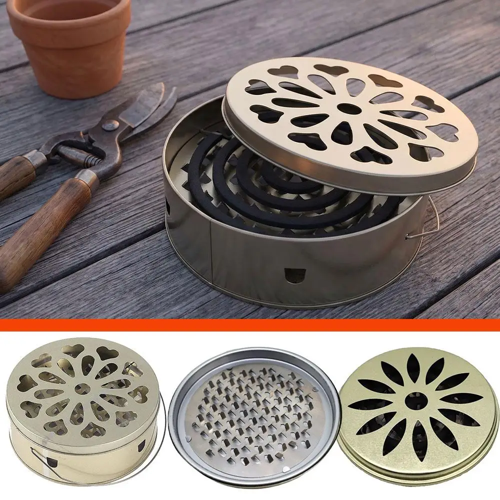 Stainless Steel Mosquito Spiral Holder Box Fireproof with Lid Mosquito Coil Burner Round Safe Mosquito Incense Holder 1pcs 2026