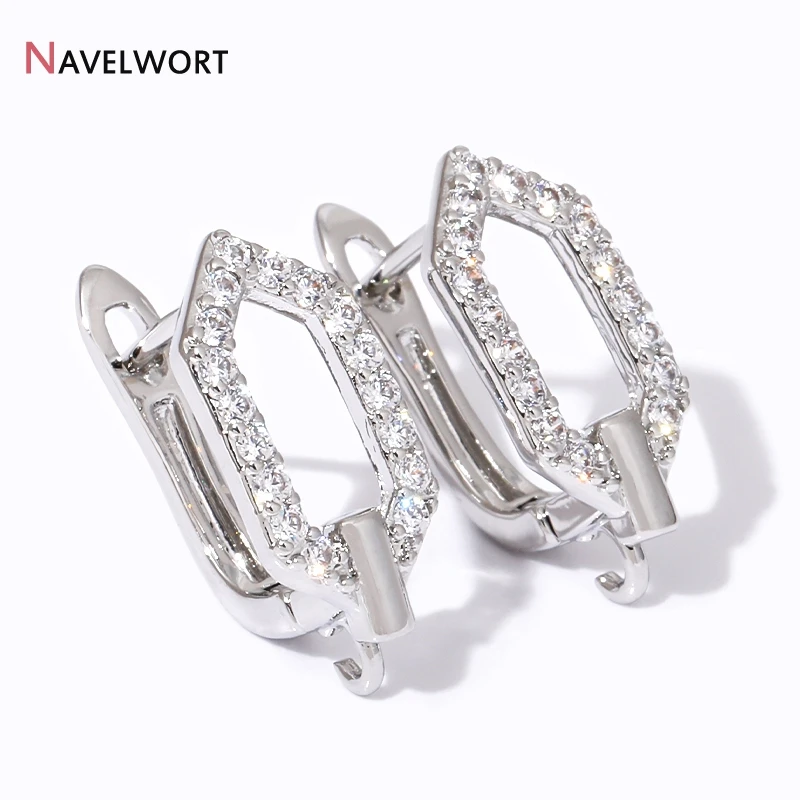 18K Gold Plated Brass Hollow Earring Fixtures Basic Fasteners Rhombus Earwires Fasteners For Women Earring Accessories Fittings