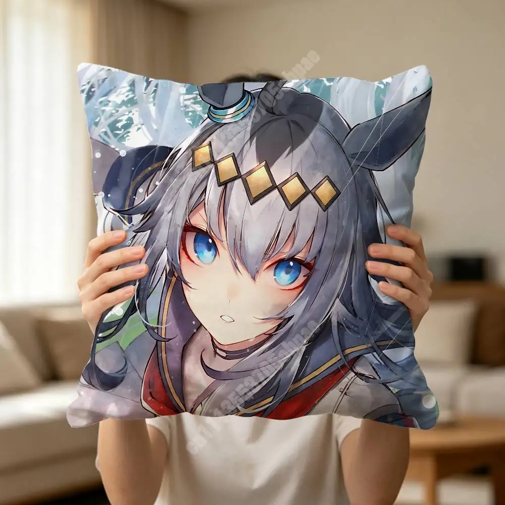 UmaMusume Oguri Cap Cinderella Gray Pillow Cover Sofa Couch Cushion Case Creative Workspace Accent Home Decor