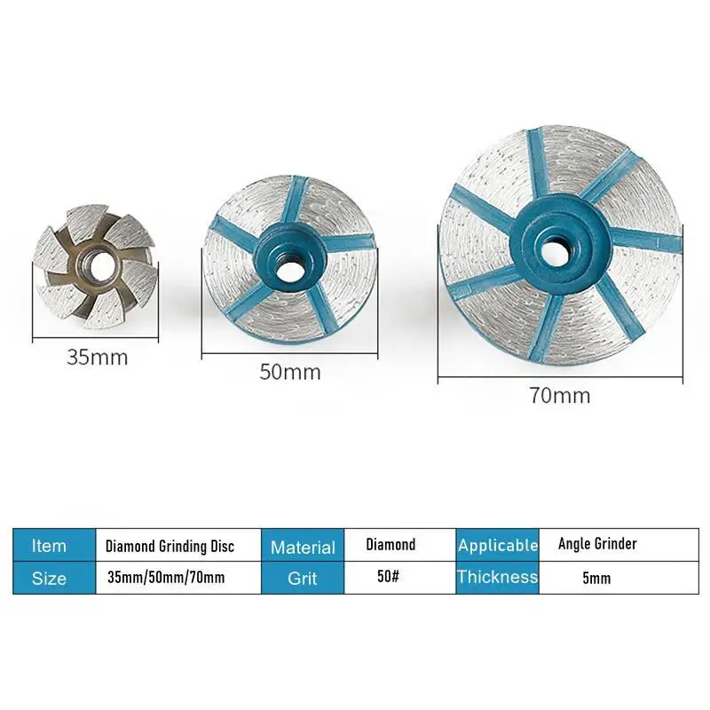 35/50/70mm Diamond Grinding Wheel Disc Bowl Shape Grinding Cup Concrete Granite Stone Tools Angle Grinder Accessories 1PCS