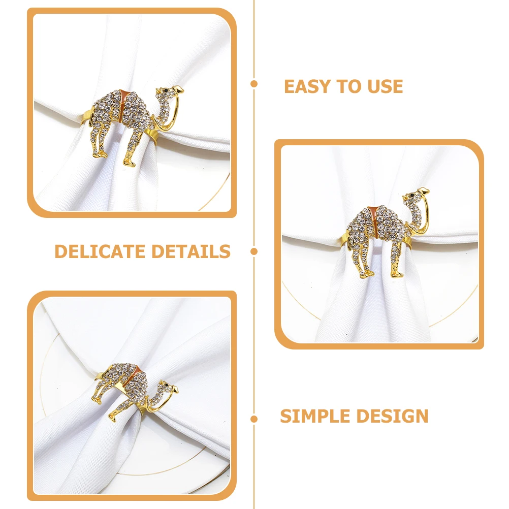

4Pcs Ring Zinc Alloy Decorative Dining Decors Camel Rings Table Rings Practical Napkin Holders Metal Napkin Buckles