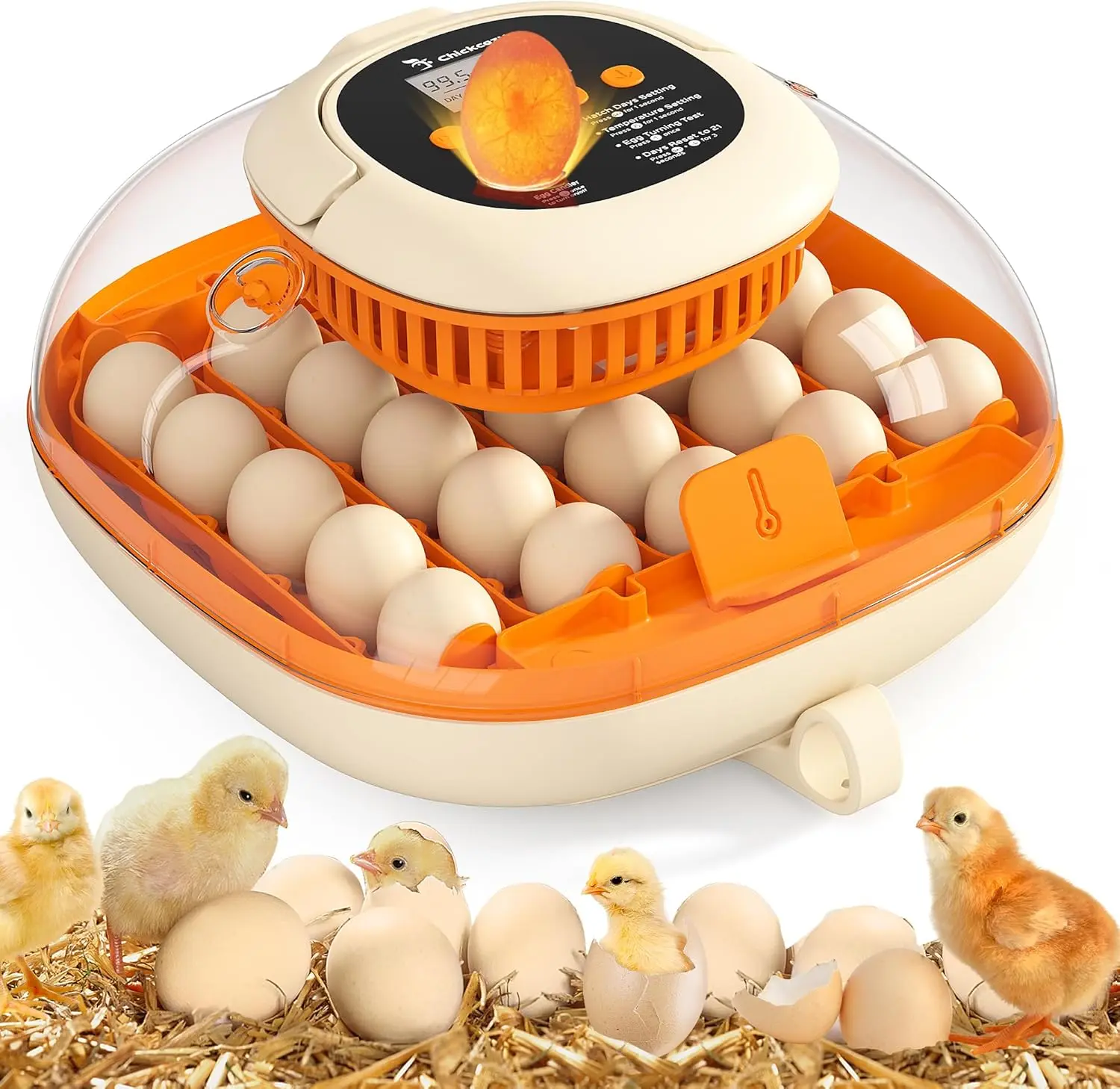 with Thermometer Seat and Humidity Control, Egg Candler, 360° View [2024 Upgrade] 25 Egg Incubator, Automatic Egg Turner