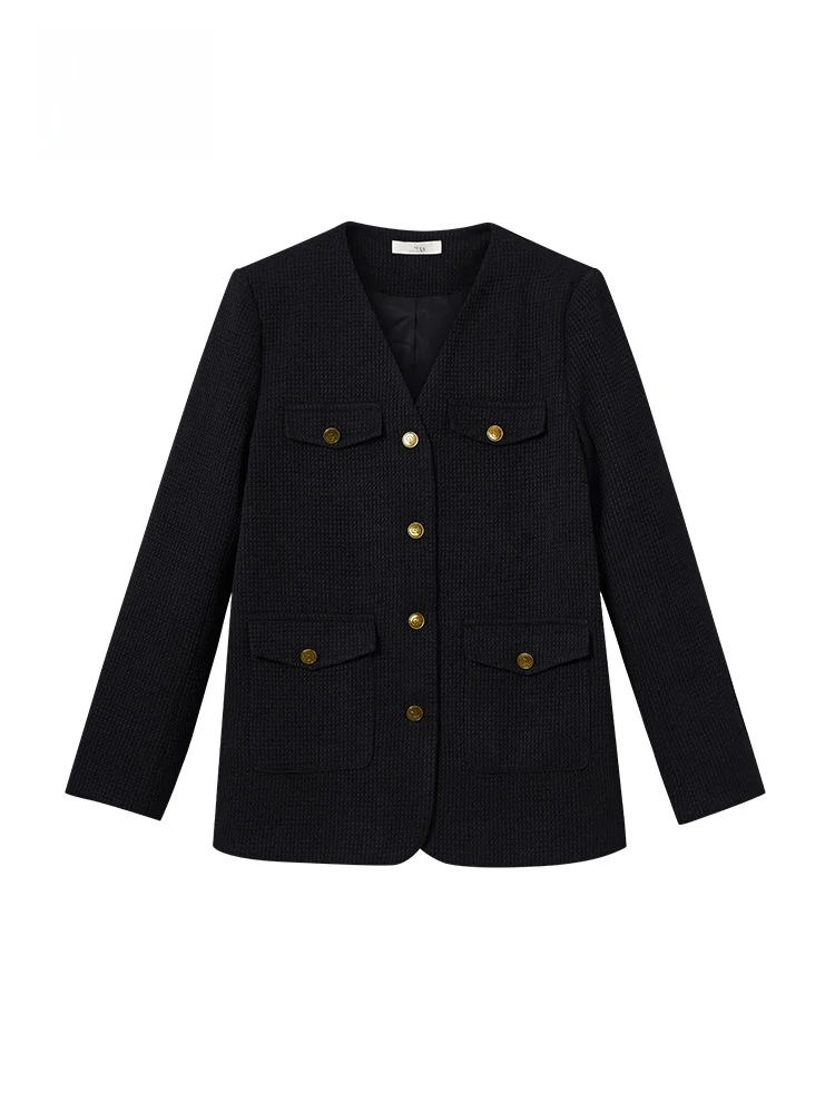 

GOFAR Vintage Small Fraance Sle Plaid Jaet Women's Autumn New Artistic Retro Aosphere ort Outerwear Polyester Fiber