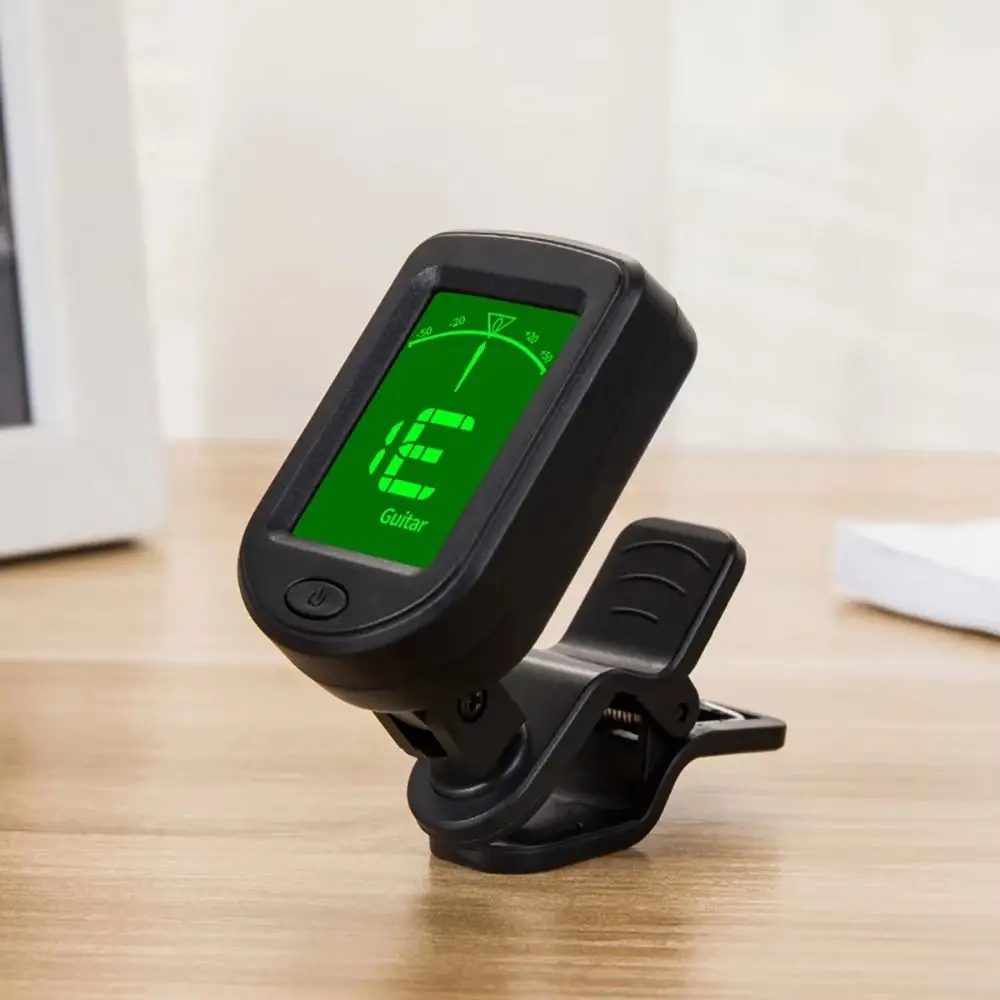 Clip on Mini Guitar Tuner Mini Classical Black Clip-on Tuner for Guitar 360° Rotatable LCD Display String Instruments Tuner