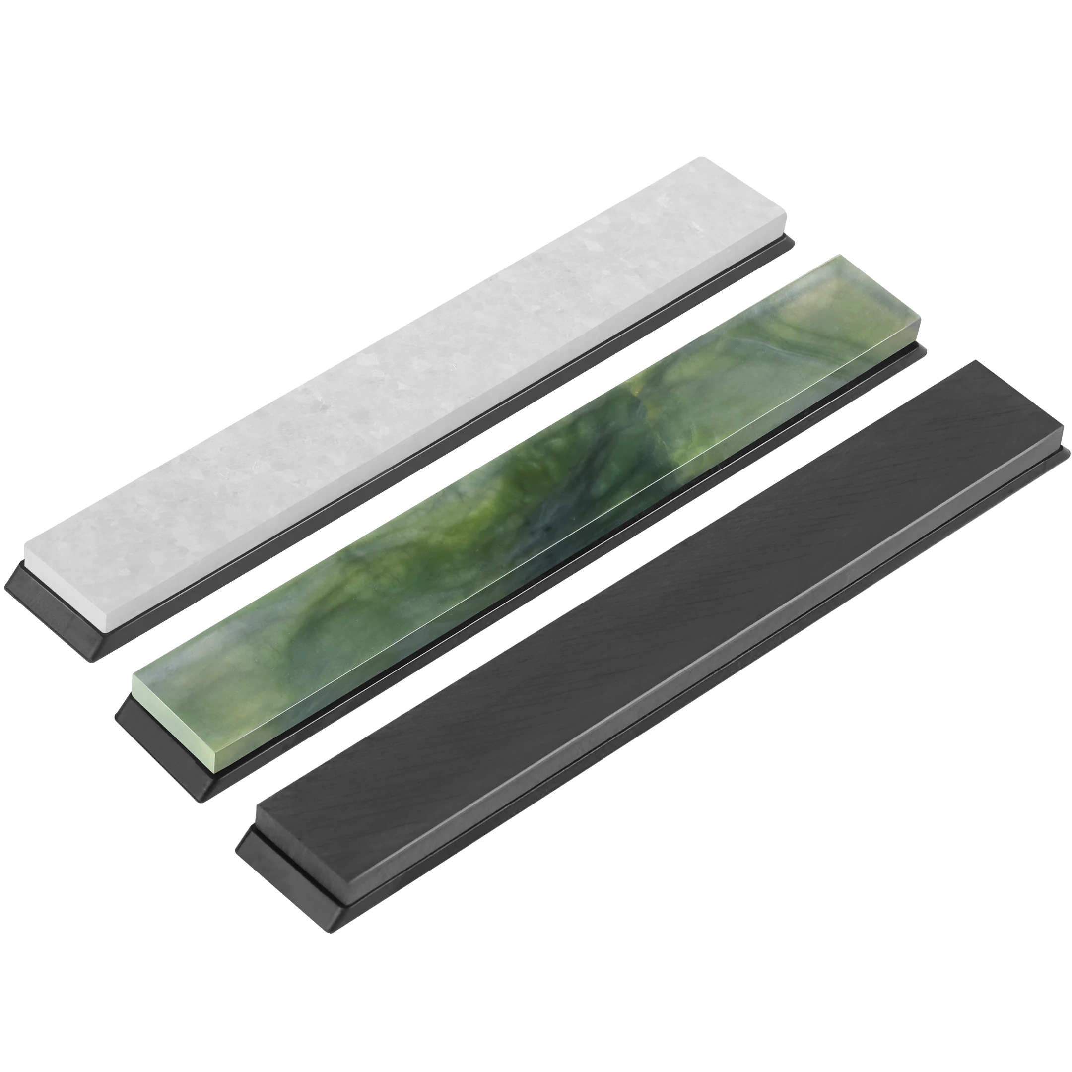 Ensemble de pierres à aiguiser les couteaux XARILK Premium – Pierre noire de 5000 grains, pierre naturelle blanche de 8000 grains, pierre naturelle verte de 10000 grains