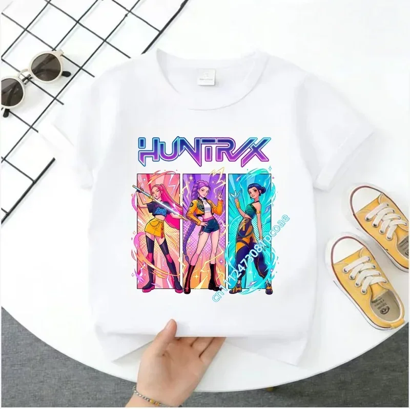 2026 Hot Movie Soft Cotton Baby Girls T Shirt Children's Clothing KPop Demon Hunters Fans Gifts Kids Clothes Fashion Casual Tops