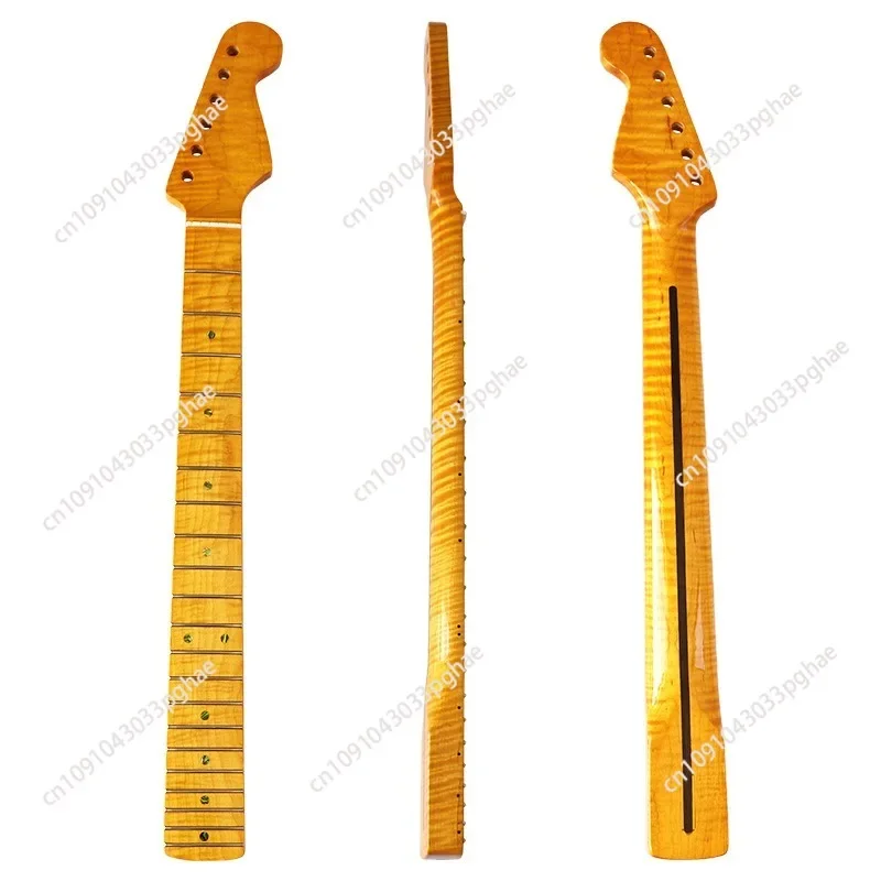 

6-струнная 22-футовая электрогитара с грифом тигра ST, жареным кленовым грифом, плюс кленовая яркая матовая подушка из говяжьей кости, ручка для гитары