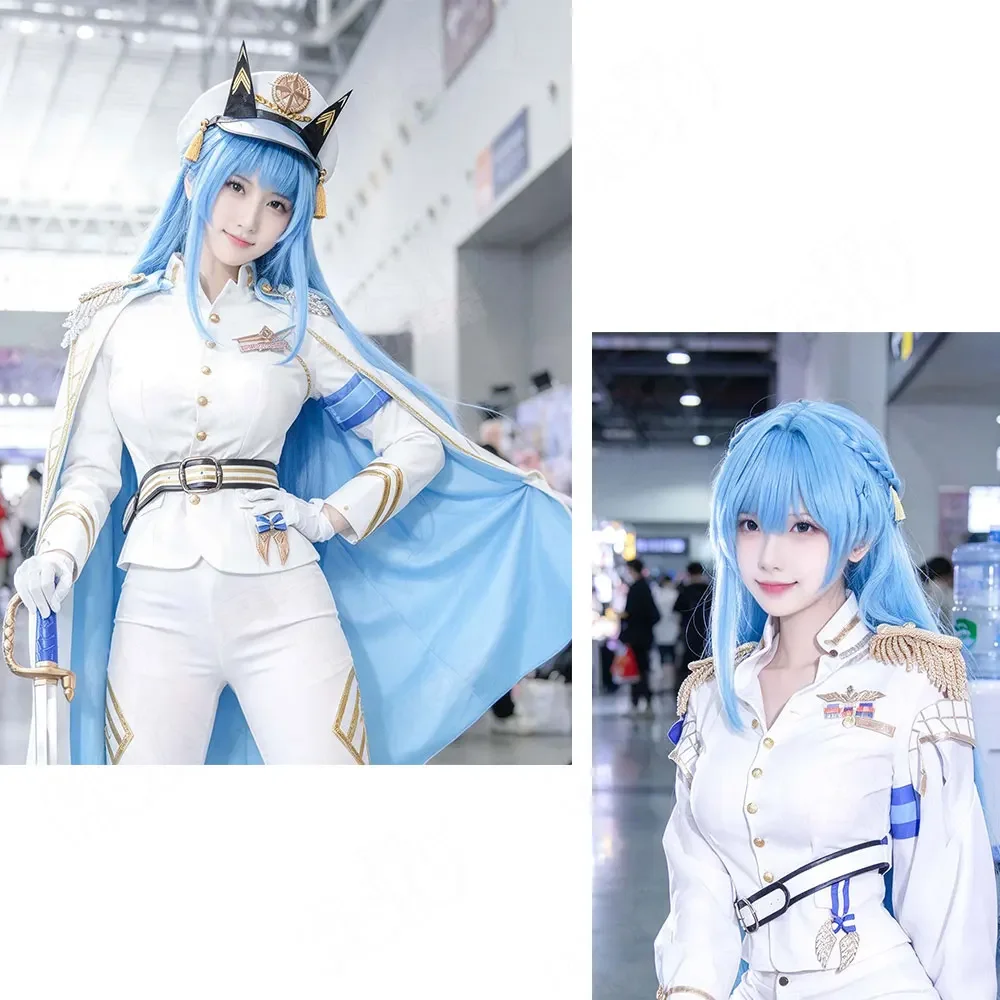 Helm Cosplay Wig Game 85cm Sky Blue Long Synthetic Hair Halloween Party Comic Con Photo Props Fans All Event Cosplay Fun