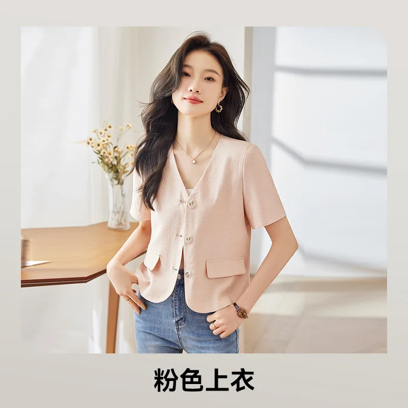 Style Suit Coat Women's Short Small High-Grade Summer Thin Temperament Leisure Retro Suit Top