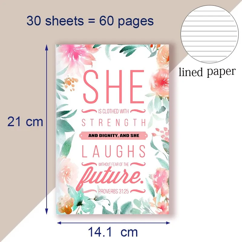 Cuaderno A5, libro de notas, versículo de la Biblia, proverbios, 31:25 - She Is Clothed With Strength And Dignity-diario, cita cristiana, fe believe