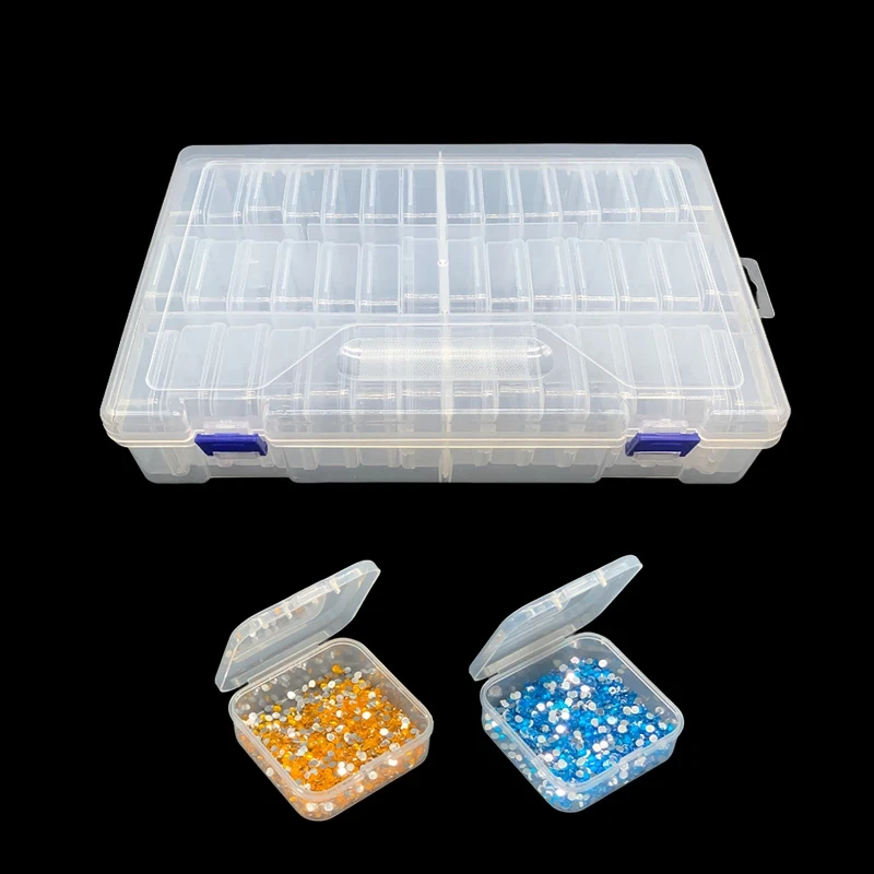 42PCS Square Storage Box Pearl Bead Diamond Painting Drills Storage Boxs Medicine Organizer with Accessories Classification Box