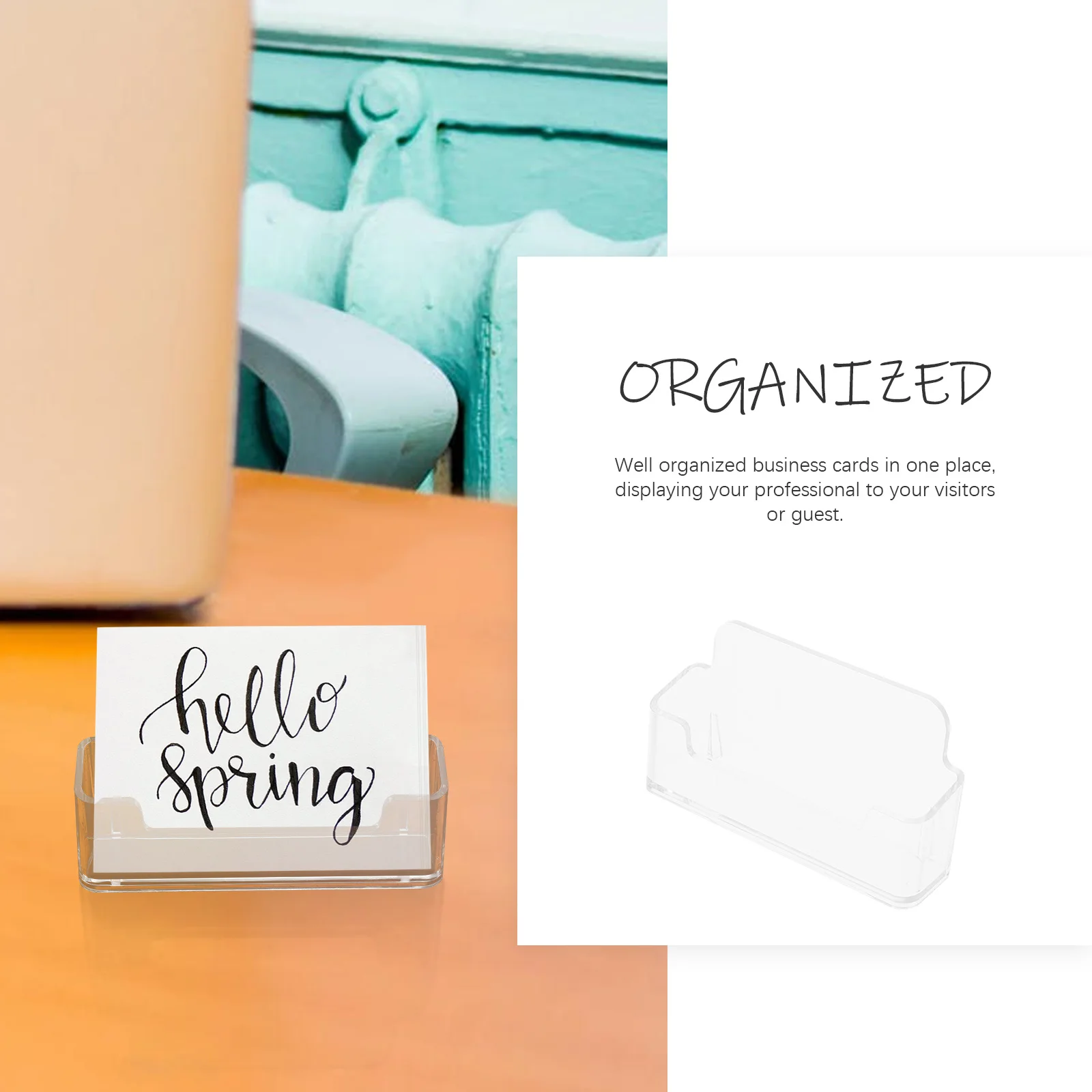 

4pcs Business Card Holder Transparent Acrylic Cards Stand Desktop Display Storage High-class Material Smooth Professional Design