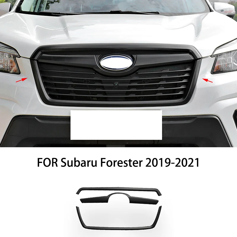 

FIT FOR Subaru Forester 2019-2021ABS black Carbon fiber Cover TrimSand barrier strip Grille engine hood decoration molding