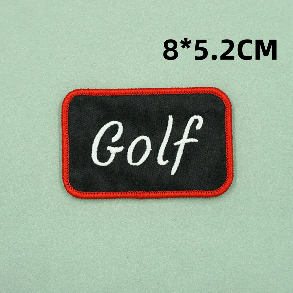 golf logo outdoor sport embroidered patches with hook backing for clothing