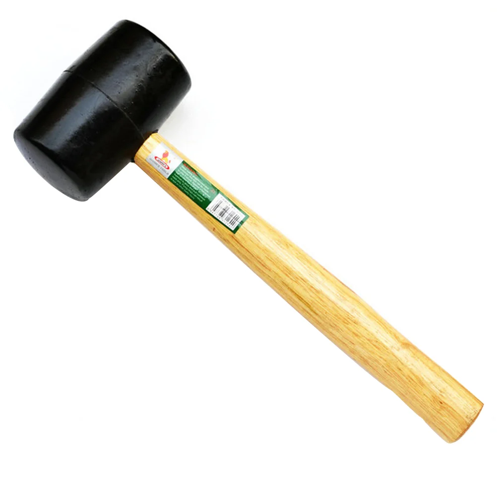 High Elastic Shockproof Hardwood Shaft Rubber Mallet Hammer 300g (Black) rubber hammer double headed hammer