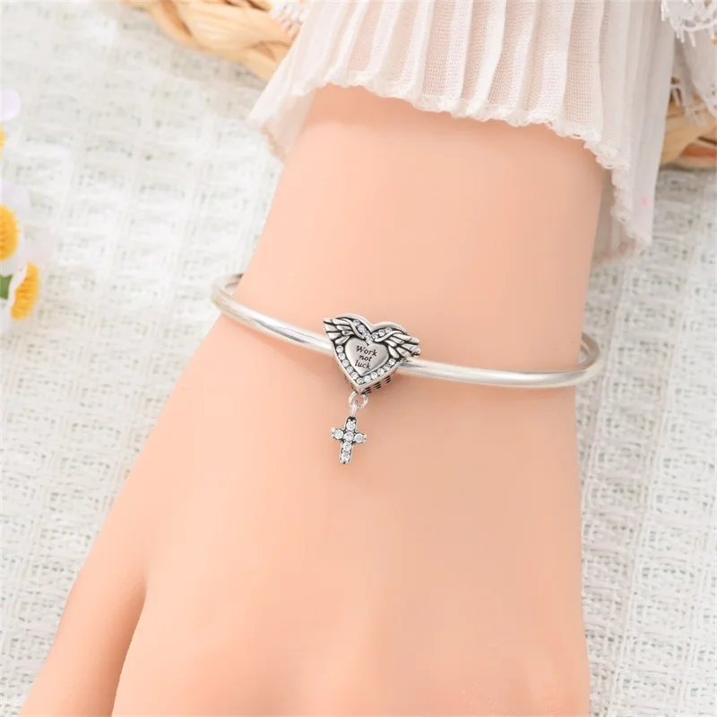 

2026 New Original 925 Sterling Silver Effort Is Not A Lucky CZ Zircon Charms Bead Fit 3mm DIY Women Exquisite Date Jewelry Gifts