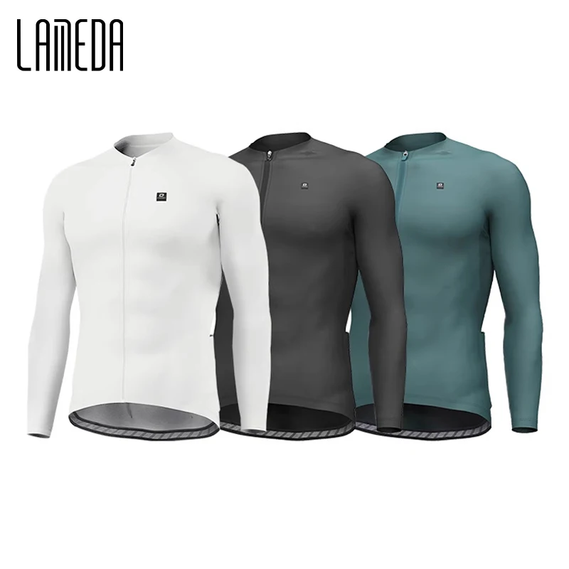 LAMEDA Men’s Cycling Jersey Tops Bike Biking Shirt Long Sleeve Man Bicycle Jersey with 3 Pockets Breathable MTB Cycling Clothing