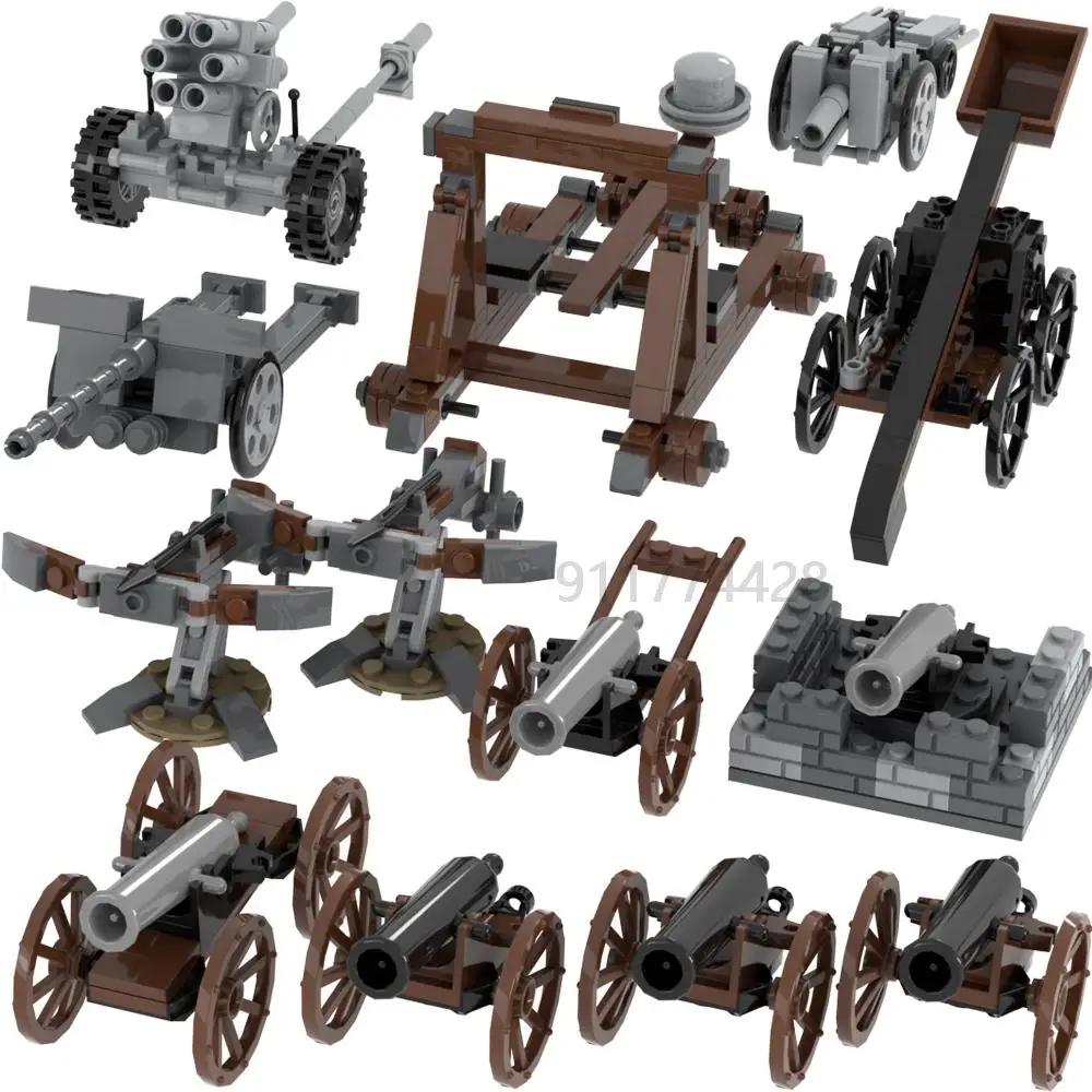 Military Series MOC Bricks Middle Ages WW2 Artillery Catapult Siege Weapon Compatible With Figure Building Blocks Kids Toys Gift