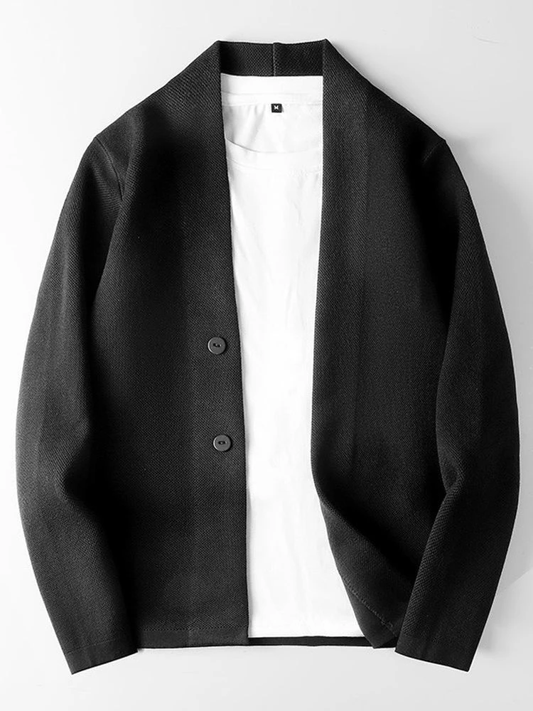 

Мужской вязаный кардиган-свитер свободного кроя, приталенный, универсальный, для весны и осени, повседневный, легкий, демисезонный