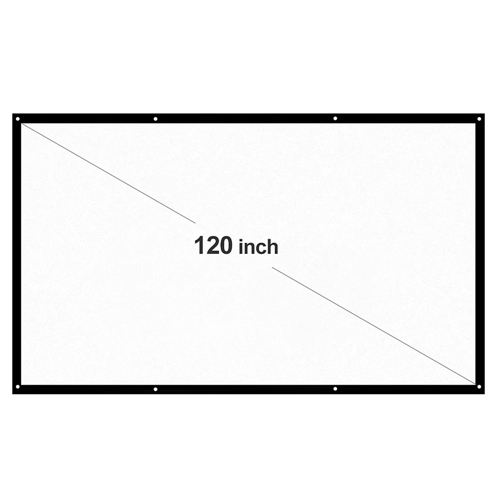 70\'\' 100\'\' 120\'\' Portable Projector Screen HD 16:9 White Dacron Projection Screen Foldable for Home Theater Wall Projection