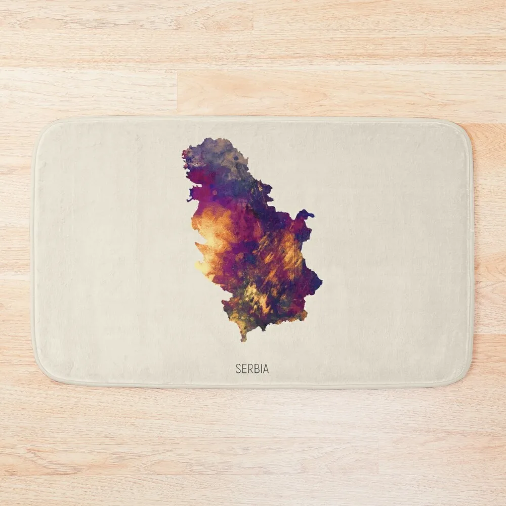 

Serbia Watercolor Map Bath Mat Entrance Doormat Bathroom Utensils Carpet For Shower Mat