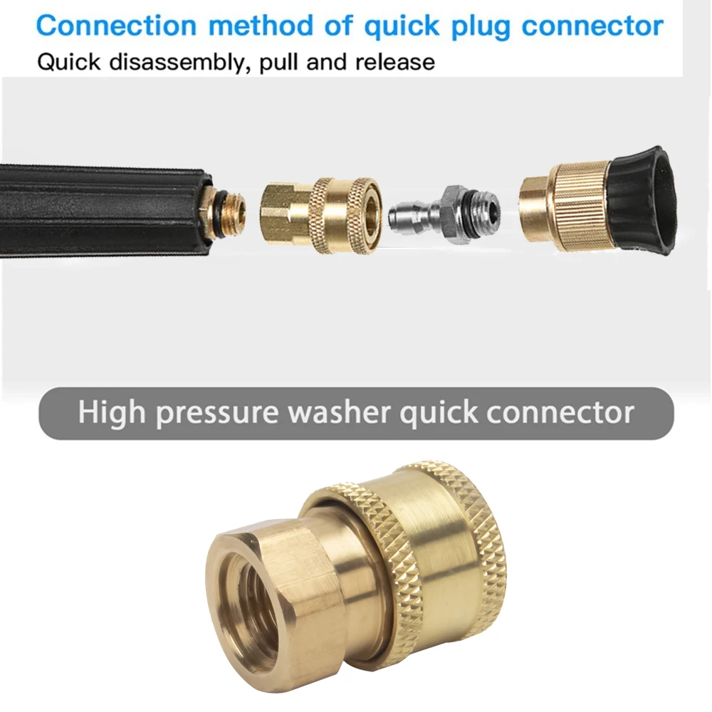 Adapter myjki ciśnieniowej 1/4 cala Szybkozłącze do złączek gwintowanych M14 Mosiężne złącze Zestaw szybkozłączny do węża natryskowego