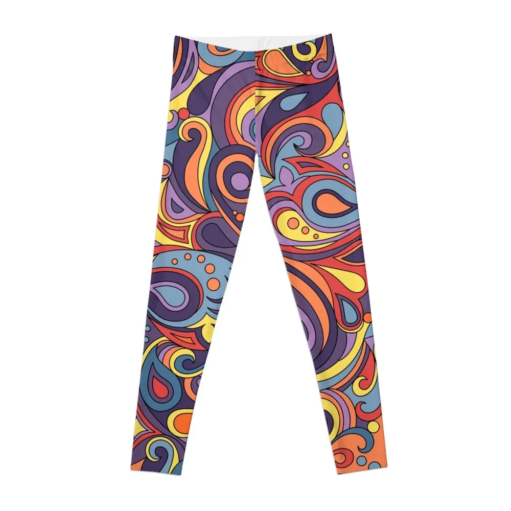 

Colorful Retro Doodle Abstract Pattern Leggings Women's high waist sports shirts gym sporty woman push up Womens Leggings