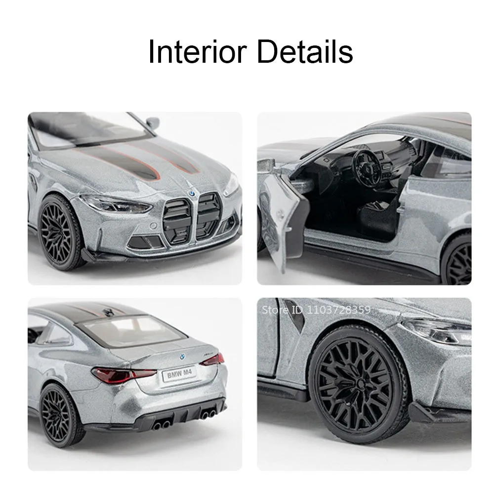 1:36 نموذج سيارة BMW M4 CSL M3 1987 سيارات مصغرة سبيكة دييكاست الأبواب مفتوحة التراجع الإطارات المطاطية حلية لعب للأطفال هدايا